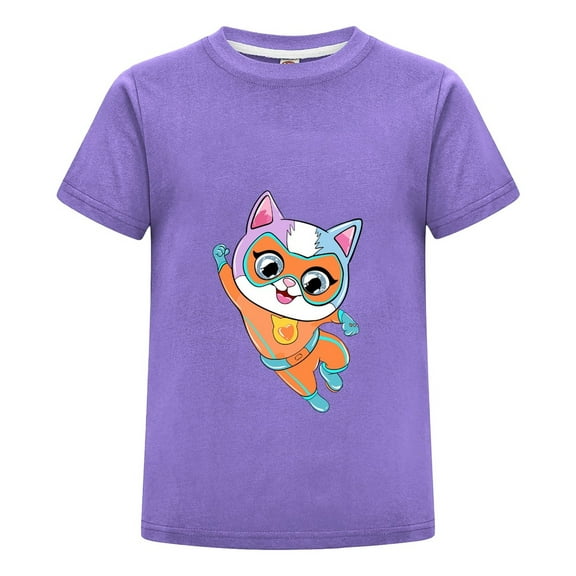Cartoon Cat SuperKitties Shirt – Boys Girls Short Sleeve Summer Tee – Toddler Hero T-Shirt with Colorful Characters – Casual Kids Clothing – Birthday Gift