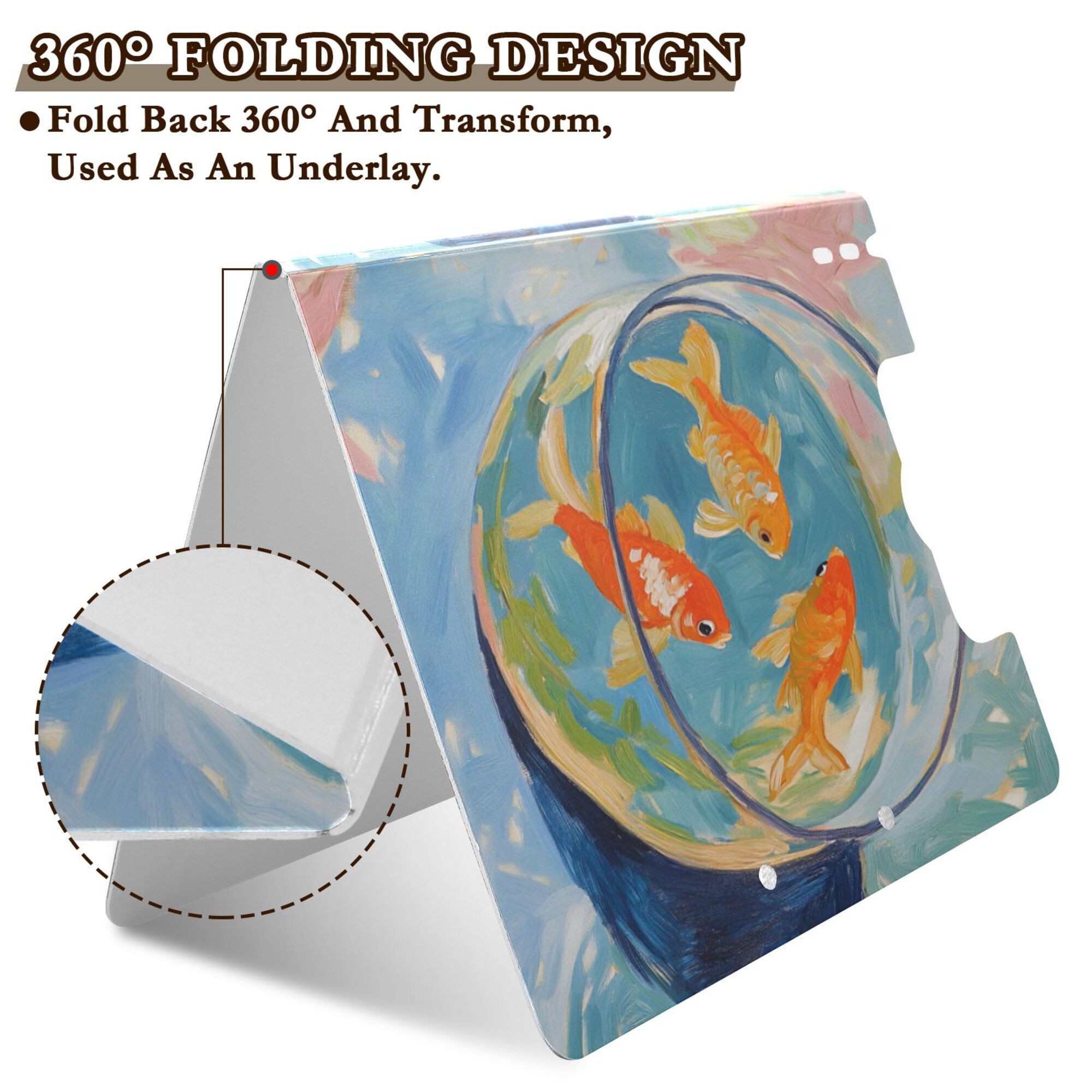FORMRS A4 Clipboard Folder with Pen Holder Horizontal Foldable School Office Binder, Art Goldfish