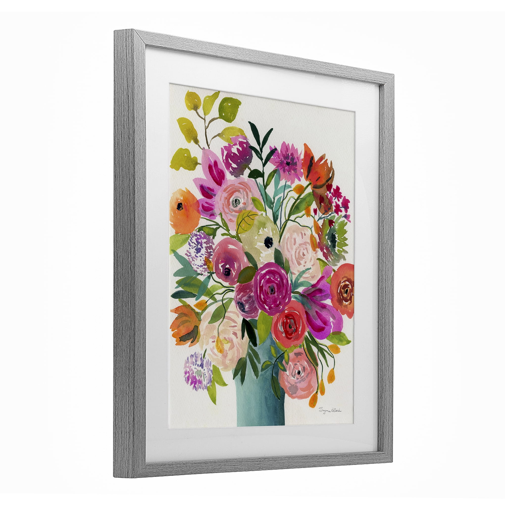 Stupell Industries Jewel Of Summer Bouquet Gray Framed Print Under Glass, design by Suzanne Allard