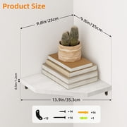 Fairy 4 Tier White Corner Floating Shelves for Wall, Space-Saving Decorative Corner Shelf Set