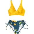 thumbnail image 4 of Traje de baño para mujer, traje de baño de dos piezas con cordones cruzados en la parte delantera para mujer, 4 of 5