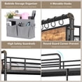 thumbnail image 3 of Hijob Twin over Full Bunk Bed, Antique Heavy Duty Metal Bed Frame with Storage Bag&Hooks for Adults Teens, Convertible into 2 Seperate Beds, Black&Brown, 3 of 11