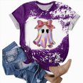 thumbnail image 7 of TOWED22 Womens Halloween Bow Graphic Oversized Shirts Spooky Season Tee Short Sleeve Bleached Tops(Purple,XL), 7 of 7