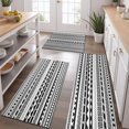 thumbnail image 2 of Black Geometric Triangle Striped Pattern Kitchen Rugs Sets Of 3,Kitchen Runner Rugs Non Skid Washable,Decorative Kitchen Floor Mats for Kitchen,Sink,Laundry,17"x30"+ 17"x47" + 17"x59", 2 of 6