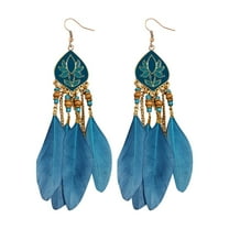 KDSJSXW Gold Pearl Earrings 1 Pair Women Faux Feather Earrings Vintage Earrings Long Drop Dangle Earrings With Design Alloy Women Fashion Long Earrings for Daily Wear Earrings (A,One Size)