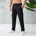 thumbnail image 5 of Men Casual Jogger Heavy Weight Cargo Pants Multi Pocket Drawstring Sport Training Athletic Trouser Workout Sweatpants, 5 of 7