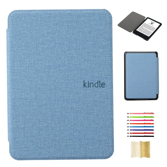Fabric Texture Case for Amazon Kindle 11th Generation (2022 Release), for Amazon Kindle 6 Inch 2024, with Magnetic Auto Sleep Wake Feature - Skyblue