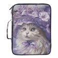 thumbnail image 2 of Haosy Accordion File Organizer Zipper Binder 500 Sheet 6-Tab Expanding File Folder Multi-Pocket 1.2 Inch 3 Ring Elegant Cat with Lilac Flowers Hat, 2 of 7