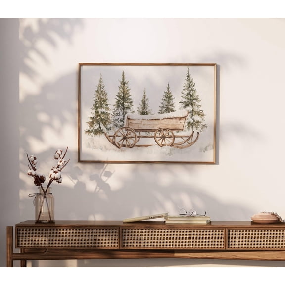 Sleigh With Winter Tree Wall Art, Vintage Sleigh Poster, Winter Print Gallery Wall, Winter Print Home Decor #2923, Unframed Poster Size 8x12