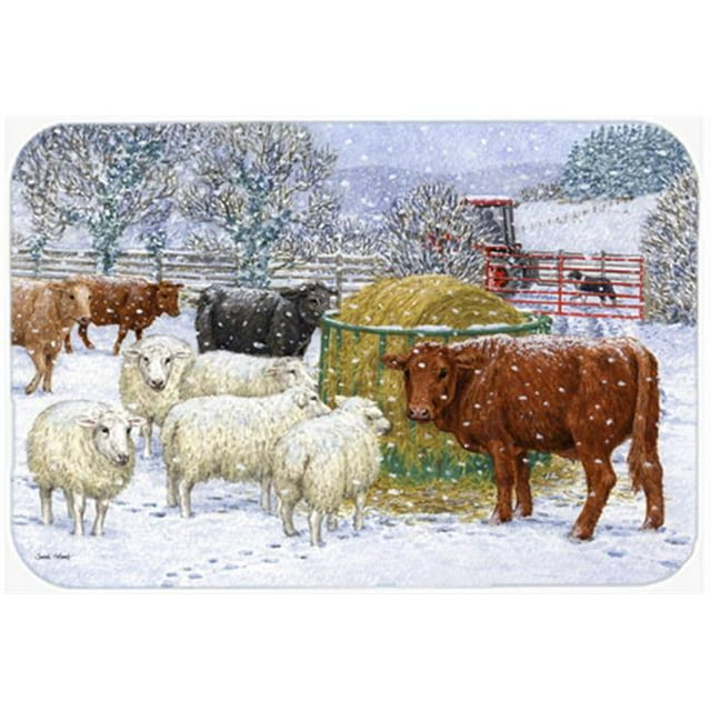 Carolines Treasures ASA2207CMT Cows & Sheep in the Snow Kitchen or Bath Mat, 20 x 30