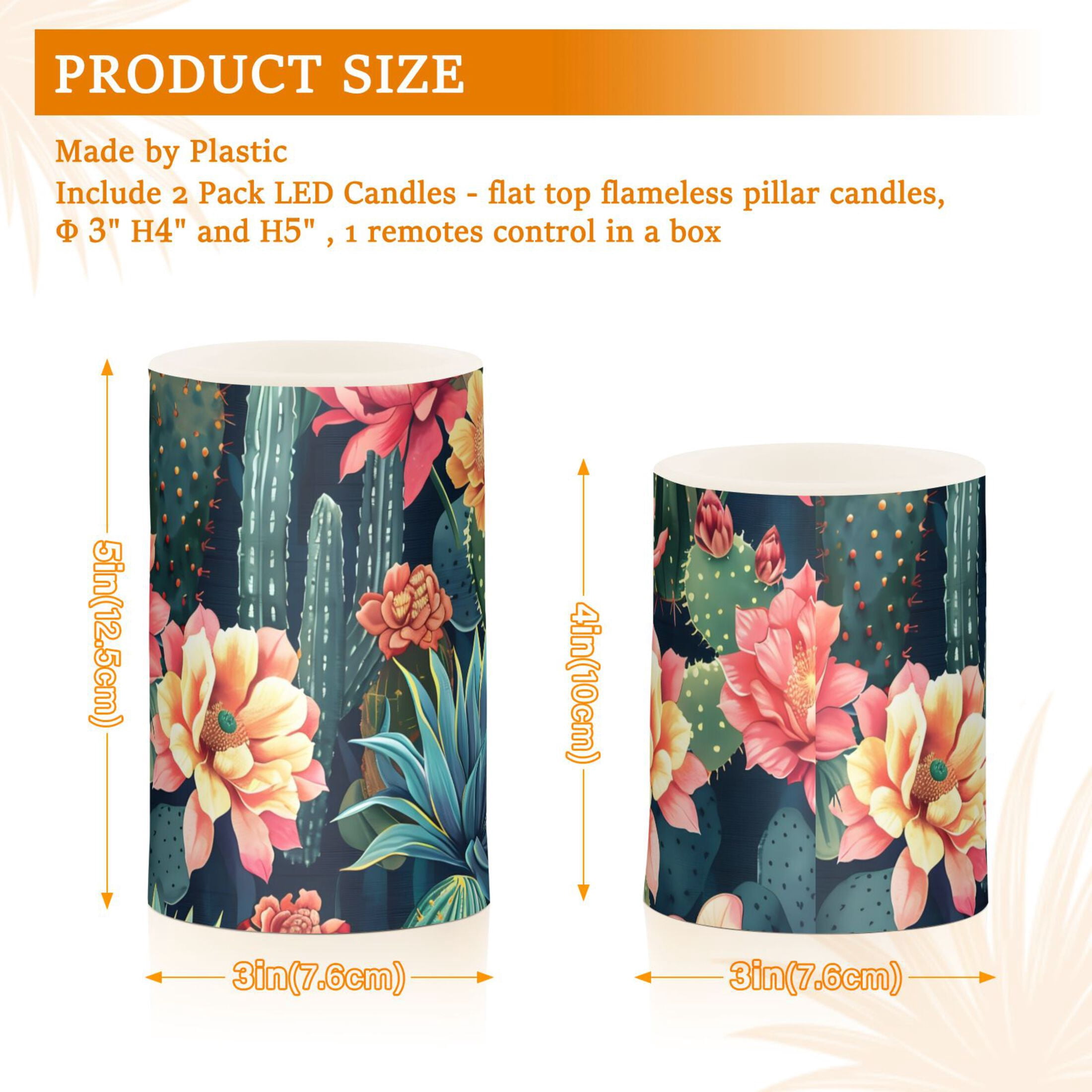 Cactus and Flower Flameless Candles with Remote Timer LED Battery Operated Flickering Candle Light for Festival Wedding Home Party