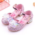 thumbnail image 1 of Disney Frozen Aisha, zapatos de tacón alto para niñas, zapatos de baile de princesa para niñas, zapatos de cristal a la moda, sandalias Elsa, fiesta, rosa, azul, plantilla de 25 16,5 CM Gao Jinjia LED, 1 of 2