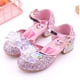 thumbnail image 1 of Disney Frozen Aisha, zapatos de tacón alto para niñas, zapatos de baile de princesa para niñas, zapatos de cristal a la moda, sandalias Elsa, fiesta, rosa, azul, plantilla de 32 20,7 CM Gao Jinjia LED, 1 of 2