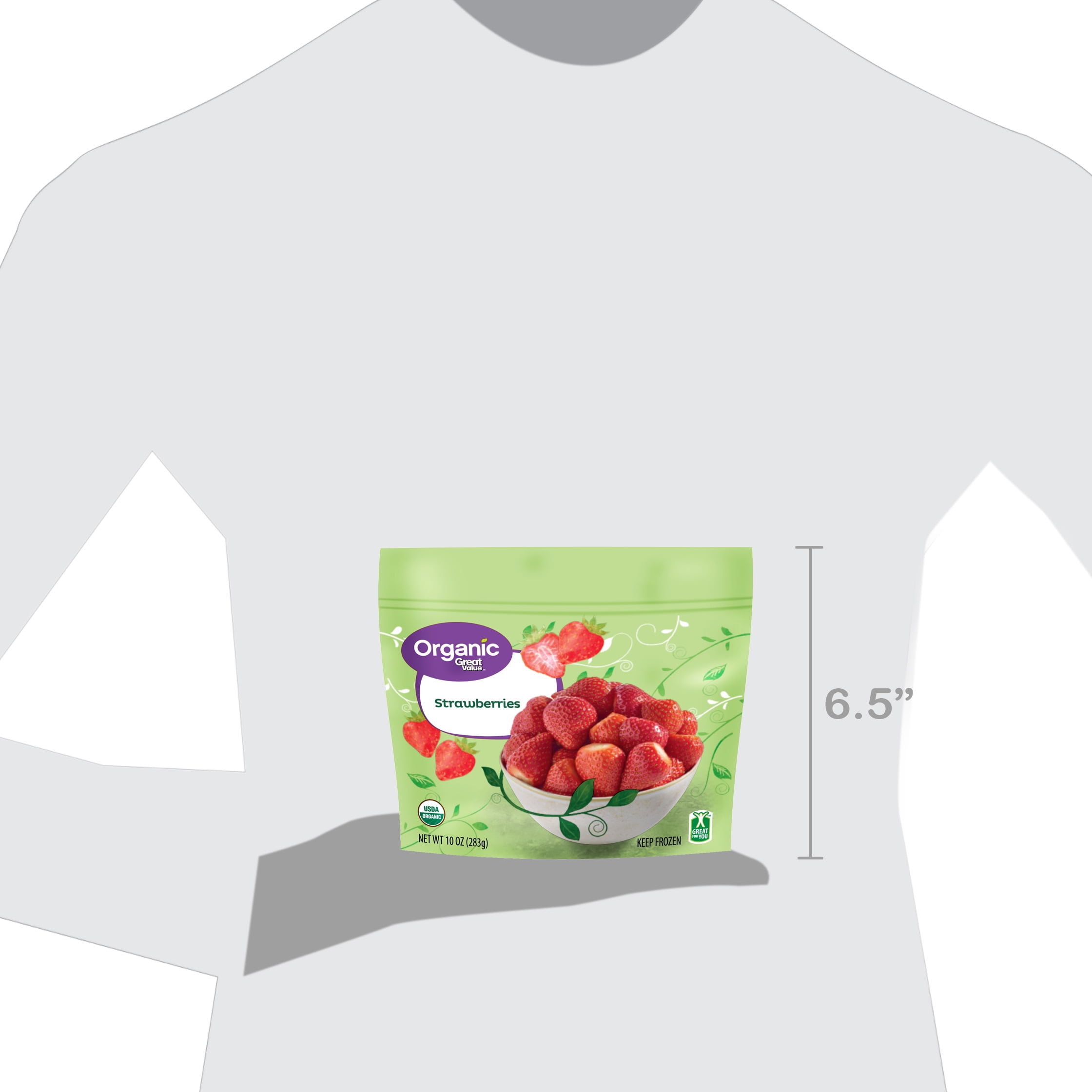 Great Value Organic Whole Strawberries, 10 oz (Frozen)