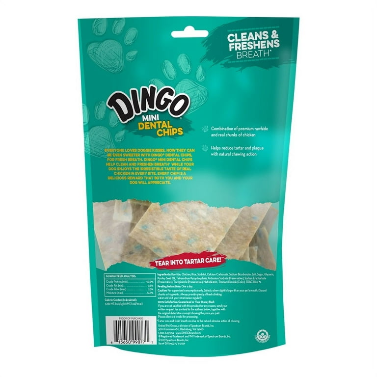 Dingo Mini Dental Chips 20 Count Made With Real Chicken