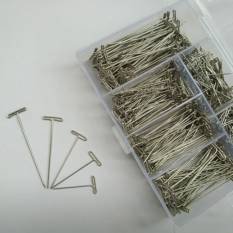 T Pins, 100 Pcs 2 Inch - Nickel Plated Steel Wire Wig T-pins with Plastic  Box