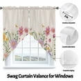 thumbnail image 5 of Swag Curtains Valances for Windows, Rustic Watercolor Floral Short Kitchen Window Curtains Over Sink, Wild Flowers Pink Yellow Dragonflies Cafe Curtains Panel Set Of 2,Rod Pocket, 45 Inches Length, 5 of 8