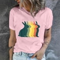 thumbnail image 2 of Camisetas de cuello redondo para mujer Camisetas con estampado de conejo de Pascua Camiseta de manga corta Blusa Tops Fridja bn1941, 2 of 4