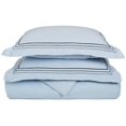 thumbnail image 1 of Wrinkle-Resistant Embroidered 3-Line Trim Microfiber Duvet Set Light Blue/Navy Blue / King/Cal King, 1 of 1