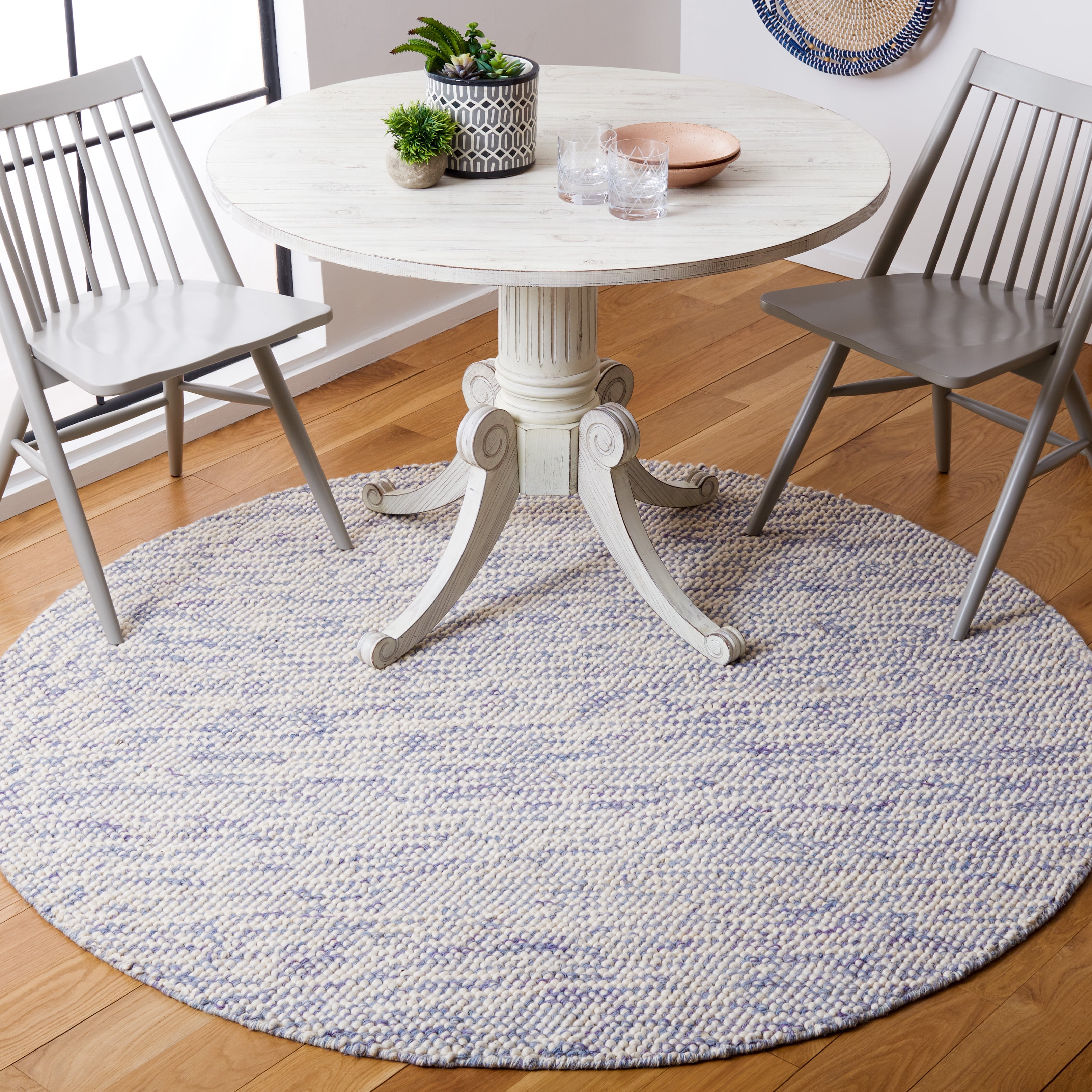 SAFAVIEH Natura Finn Distressed Area Rug, Blue/Ivory, 6' x 6' Round