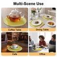 thumbnail image 2 of Yellow Greek Key Round 13 Inch Placemats Set of 2, Geometric Greece Ancient Farmhouse Geo HeatResistant Non Slip Place Mats for Dining Table, Wipeable Braided Kitchen Table Mats for Housewarming, 2 of 9