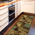 thumbnail image 2 of Ottomanson Non-Slip Hallway Runner Rug 1'10" x 7' Perfect for High Traffic Areas, Brown/Green Damask, 2 of 14