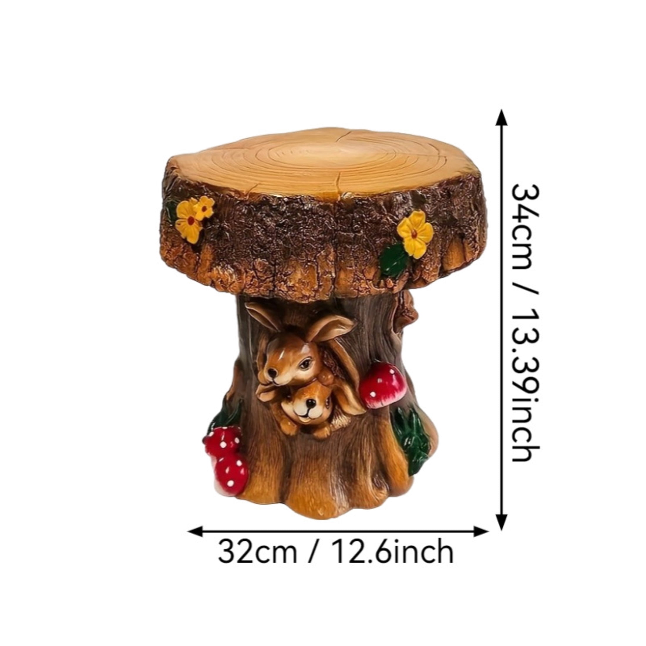 Noble House Rabbit Garden Stool, Fairy Forest Base Decor, Outdoor Creative Figurine Seat for Patio, Garden, Multicolor
