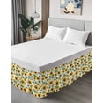 thumbnail image 4 of Sunflower Wrap Around Bed Skirts for Queen Bed 18" Drop, Bed Skirt with Adjustable Elastic Belt Dust Ruffle Bed Valance for Bedroom Hotel Luxury Spring Green Botanical Summer Floral Bed Frame Cover, 4 of 7