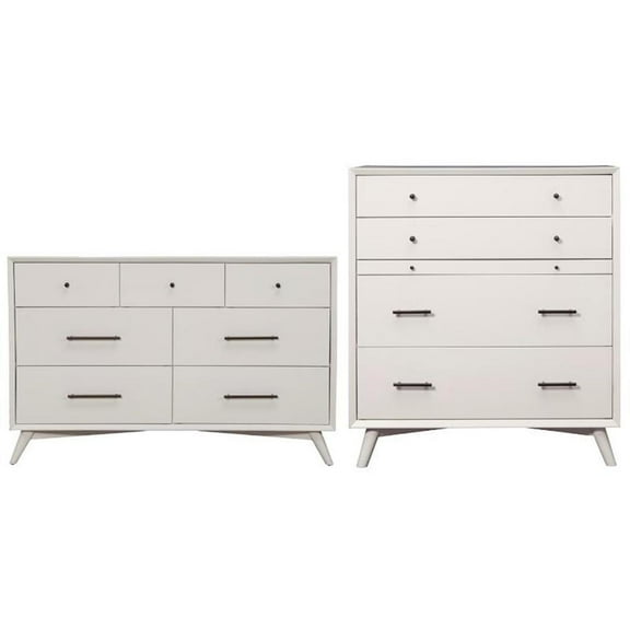 Home Square 2 Piece Set with 7-Drawer Dresser & Multifunction Chest in White