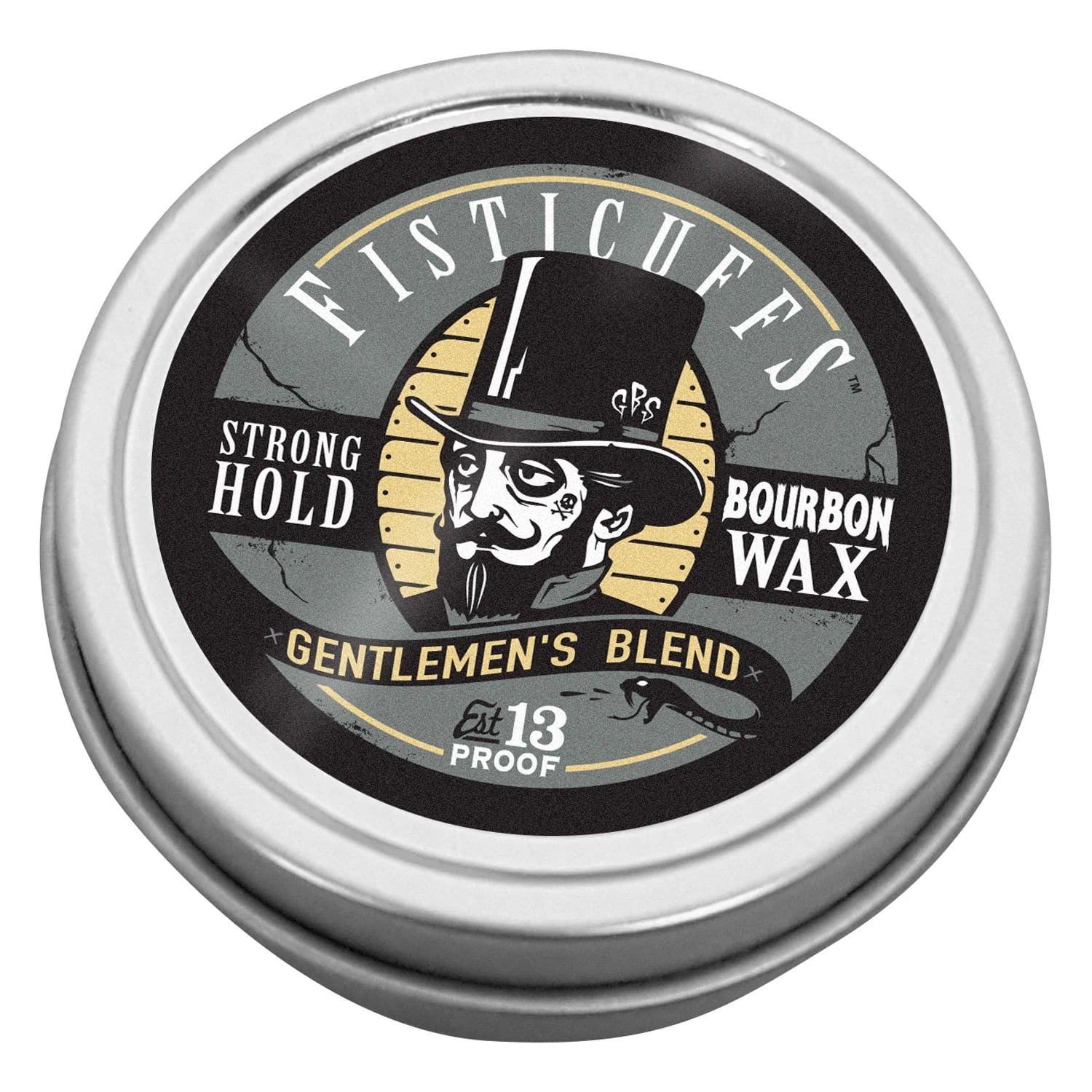 Fisticuffs Gentlemen's Blend Strong Hold Bourbon Mustache Wax 1oz. Tin
