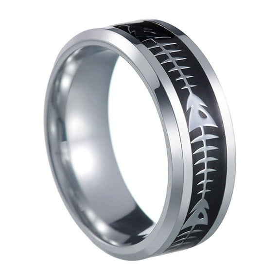 TIHLMK Women's Men's Rings Spinning Rings with Fishbone Pattern Ring Size 6-13 Couple Rings Commitment Ring