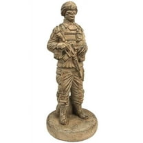 Solid Rock Stoneworks Small Standing Soldier Statue, Desert Sand Brown