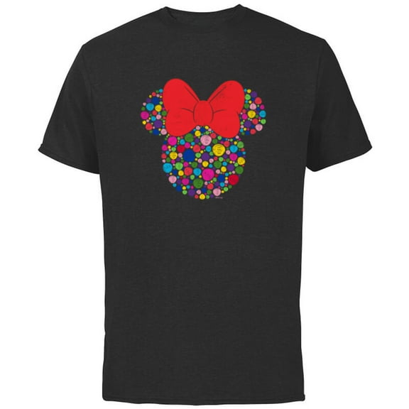 Disney Minnie Mouse Polka Dot Day Distressed Doodles Icon - Short Sleeve Cotton T-Shirt for Adults - Customized-Black