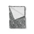 thumbnail image 2 of Black and White Soft Flannel Fleece Blanket, Monochrome Stripes Squares Checkered Grid and Barcode Pattern Illustration, Cozy Plush for Indoor and Outdoor Use, 60" x 80", Black White, by Ambesonne, 2 of 5