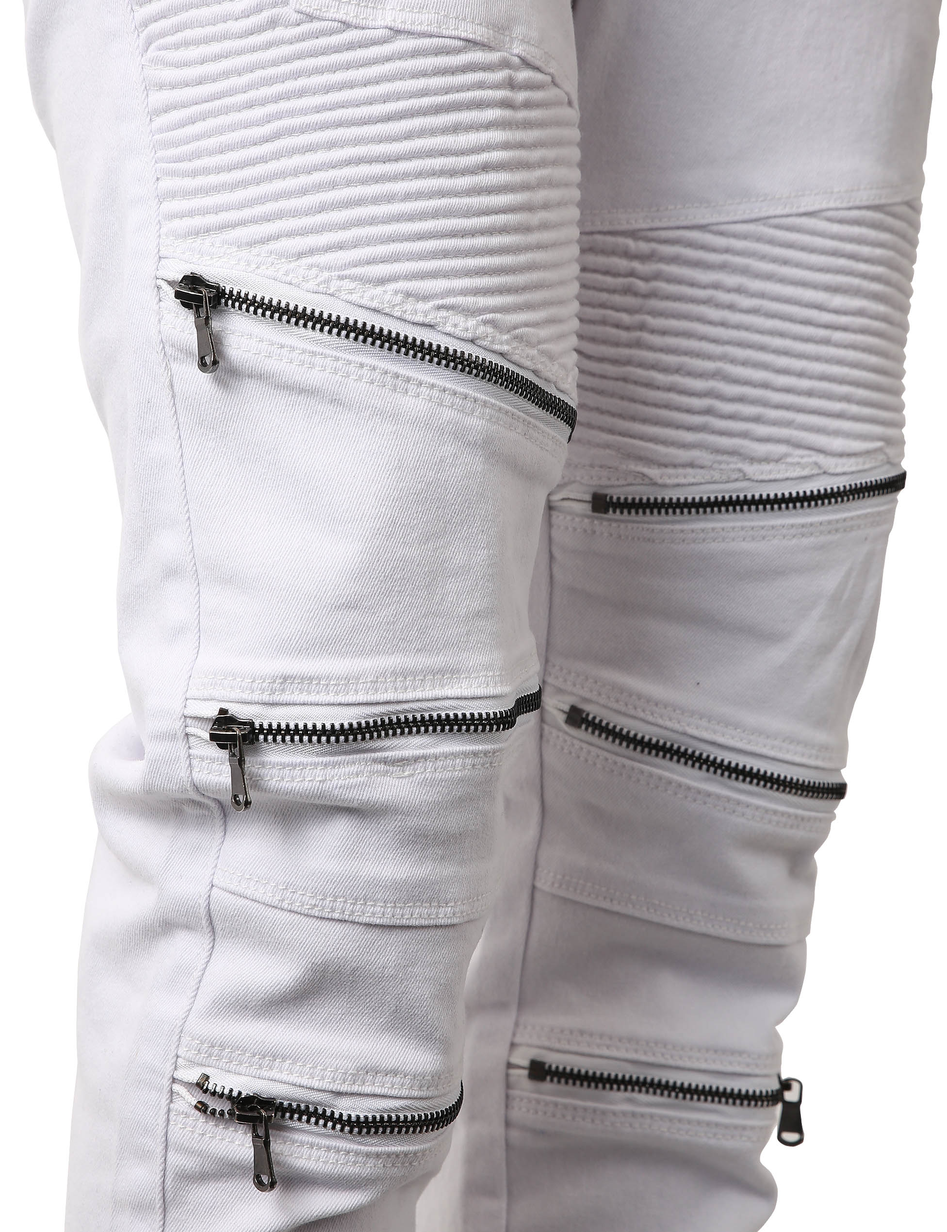Ma Croix Mens Biker Jeans Distressed Ripped Zipper Straight Slim Fit Stretch Denim Pants - image 5 of 6
