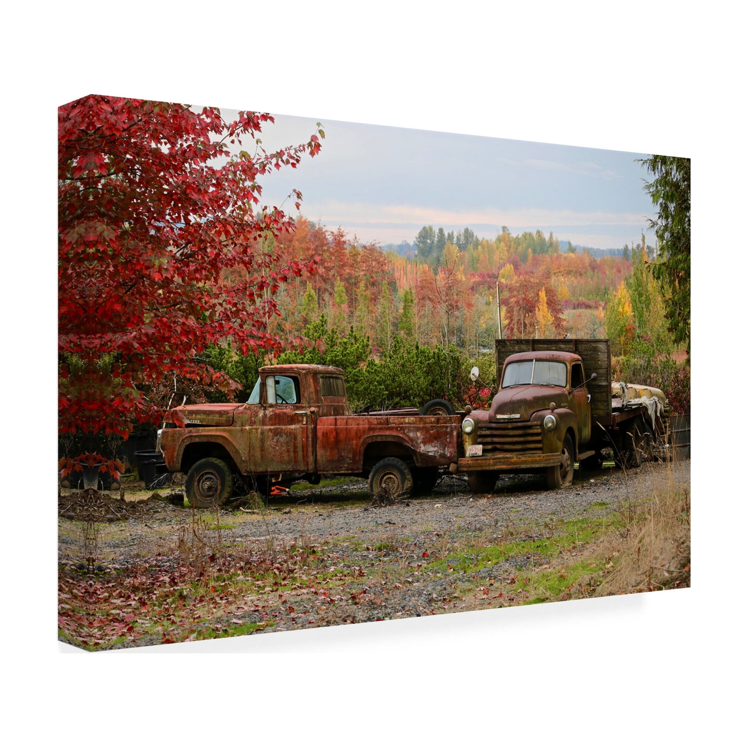 Susan Vizvary Photography '2 Autumn Vintage Trucks' Canvas Art