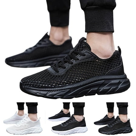 

eczipvz Men Shoes Men Sports Shoes Fashionable And Simple Solid Color Hollowed Out Mesh Breathable And Comfortable Air 1 Low Sneaker Men (Black 11)