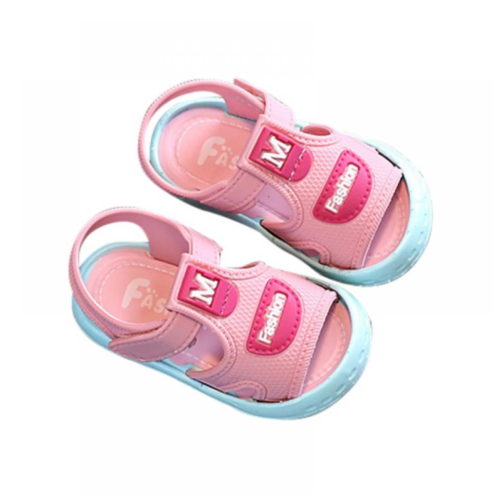 Girls Boys Sandals Premium Soft Soled Beach Slippers Open Toe Comfort Summer Princess Casual Hook and Loop Shoes - Walmart.com