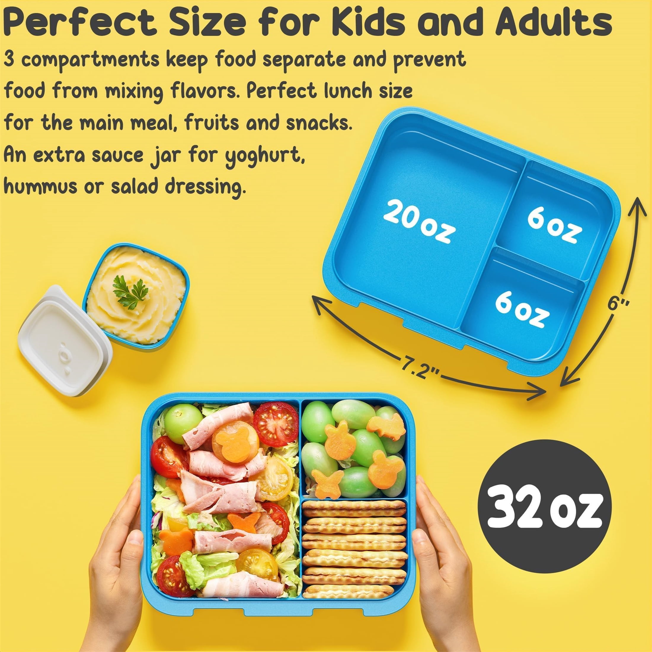 Bento Lunch Box Set - Snack Bento Box Container with 3 Compartments, Stainless Steel Water Bottle, Insulated Lunch Bag, Sauce Cup, Ice Pack Set (Gamepad)
