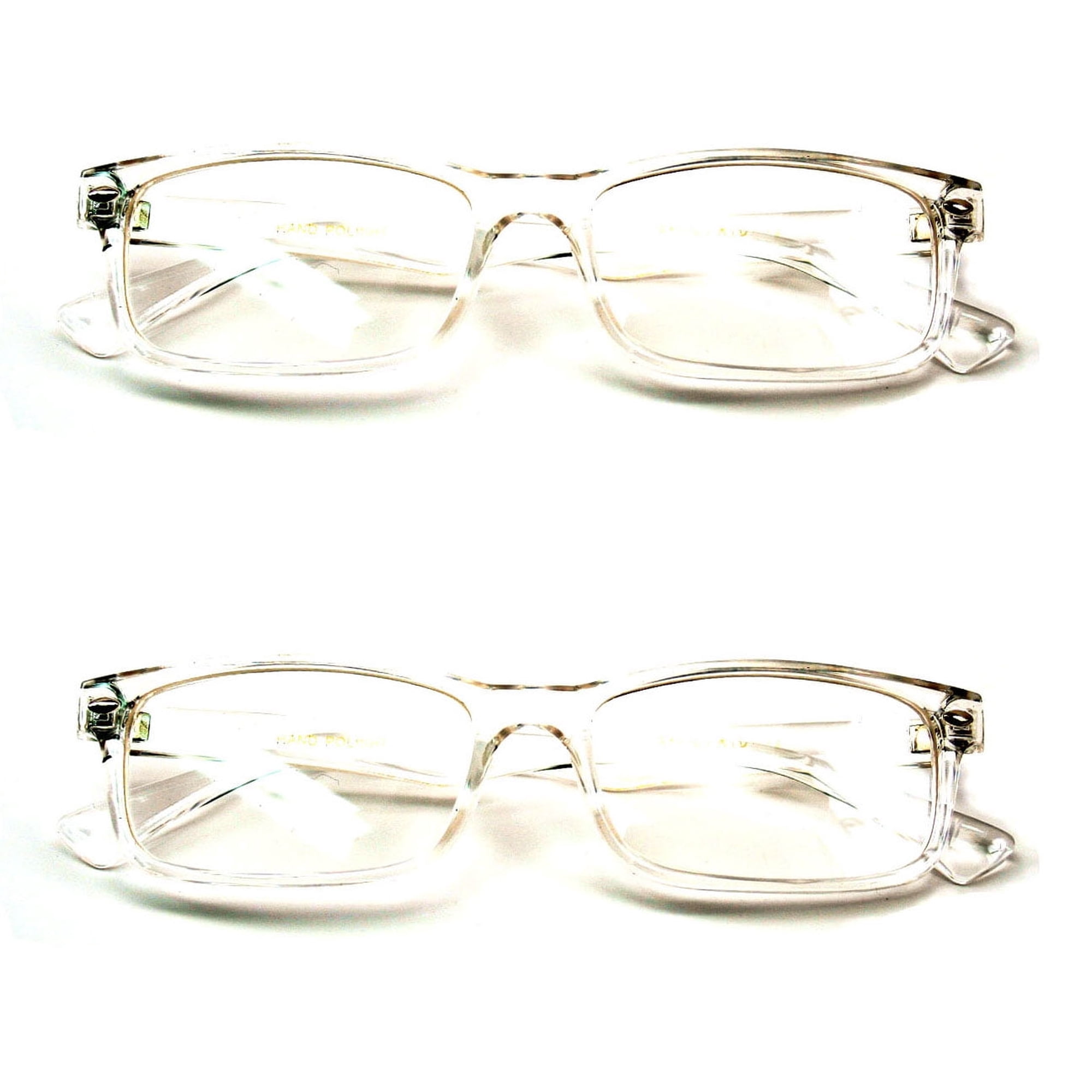 2 Pairs Casual Fashion Rectangular Reading Glasses - Stylish Simple Readers Magnification +1.00
