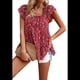thumbnail image 3 of Blusas Tipo Túnica de Verano para Mujer, Blusas Informales Elegantes, Holgadas, de Corta. Rojo L, 3 of 10