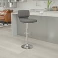 thumbnail image 2 of Flash Furniture Jeremy Contemporary Gray Vinyl Adjustable Height Barstool with Vertical Stitch Back and Chrome Base, 2 of 12