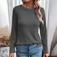 thumbnail image 6 of MELDVDIB Womens Sweater Knit Fall Winter Solid Color Long Sleeve Loose Pullover Tops Trendy Casual Stretch Comfy Crewneck Lounge Outfit Dark Gray XL, 6 of 8