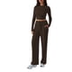 thumbnail image 3 of Conjunto Deportivo Y2K de Dos Piezas para Mujer, con Larga, Top Ajustado y Pantalones Anchos, Ideal para y Otoño Café XL, 3 of 8