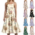 thumbnail image 2 of vigerkar Easter Dress for Women Vintage Dresses Spaghetti Strap Party Dress Easter Eggs Print Party Prom Dresses (Purple, XXL), 2 of 7