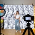 Blue Line Photography Backdrop 8x6FT, Retro Abstract Art Geometric ...