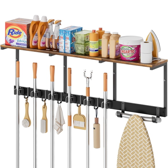 Organizador de Suministros de Limpieza Soporte para Escobas Montado en Pared Olakee
