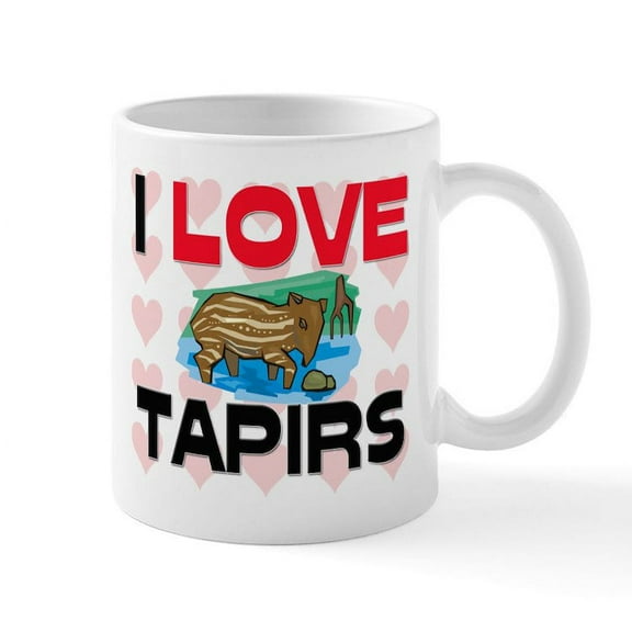 CafePress - I Love Tapirs Mug - 11 oz Ceramic Mug - Novelty Coffee Tea Cup