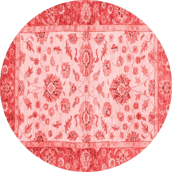 Ahgly Company Machine Washable Indoor Round Oriental Red Traditional Area Rugs, 3' Round