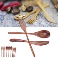 thumbnail image 4 of Ensemble de Vaisselle en Bois, Style Japonais Couverts Réutilisables de Voyage Couverts de Camping Fourchette Cuillère en Bois Naturel avec Sac de Rangement Rouge, 4 of 5